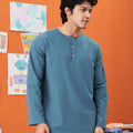 The Arte Men Kurta Top Steel Blue - Umbi