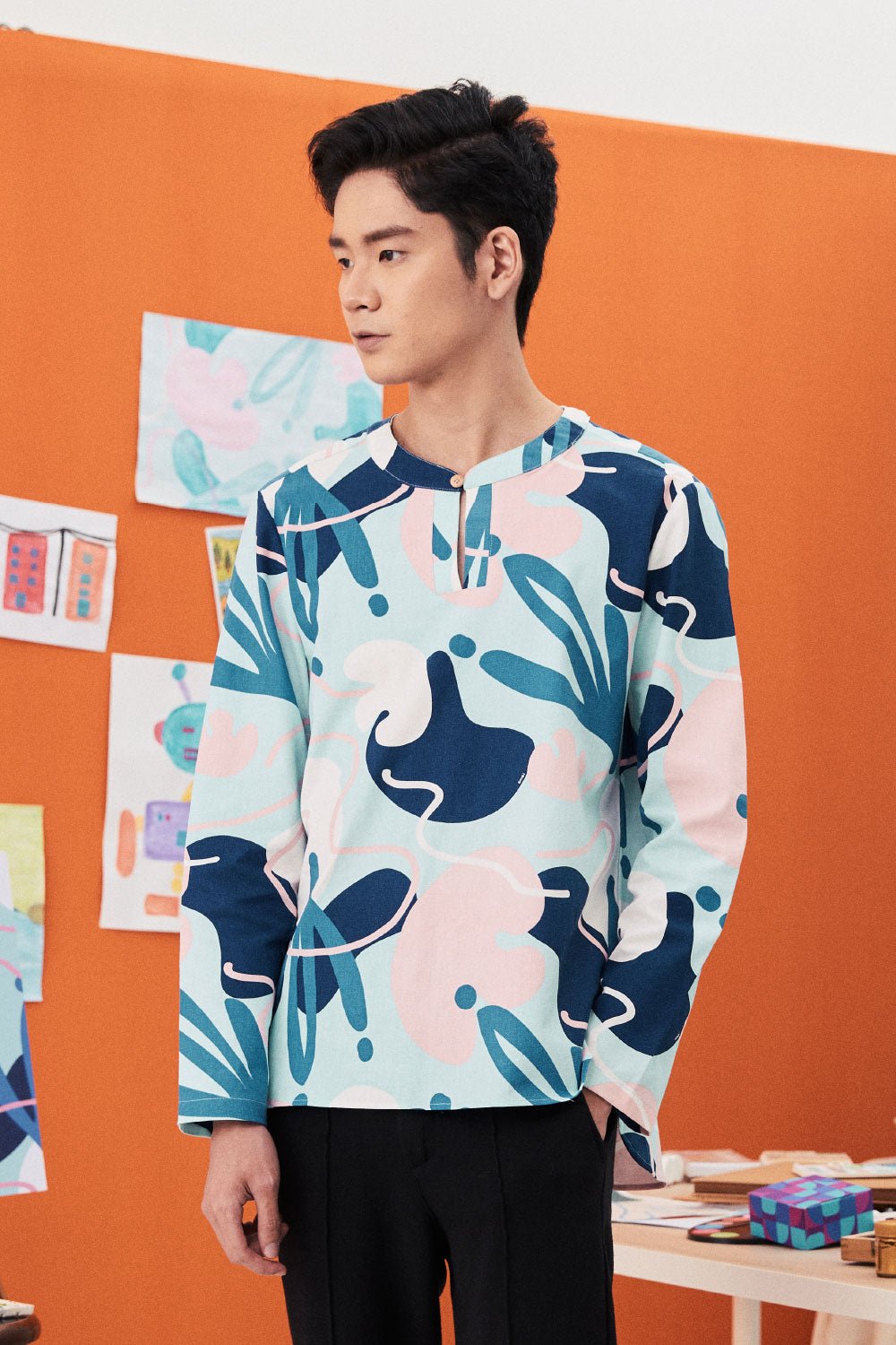 The Arte Men Modern Teluk Belanga Top Monet Print - Umbi