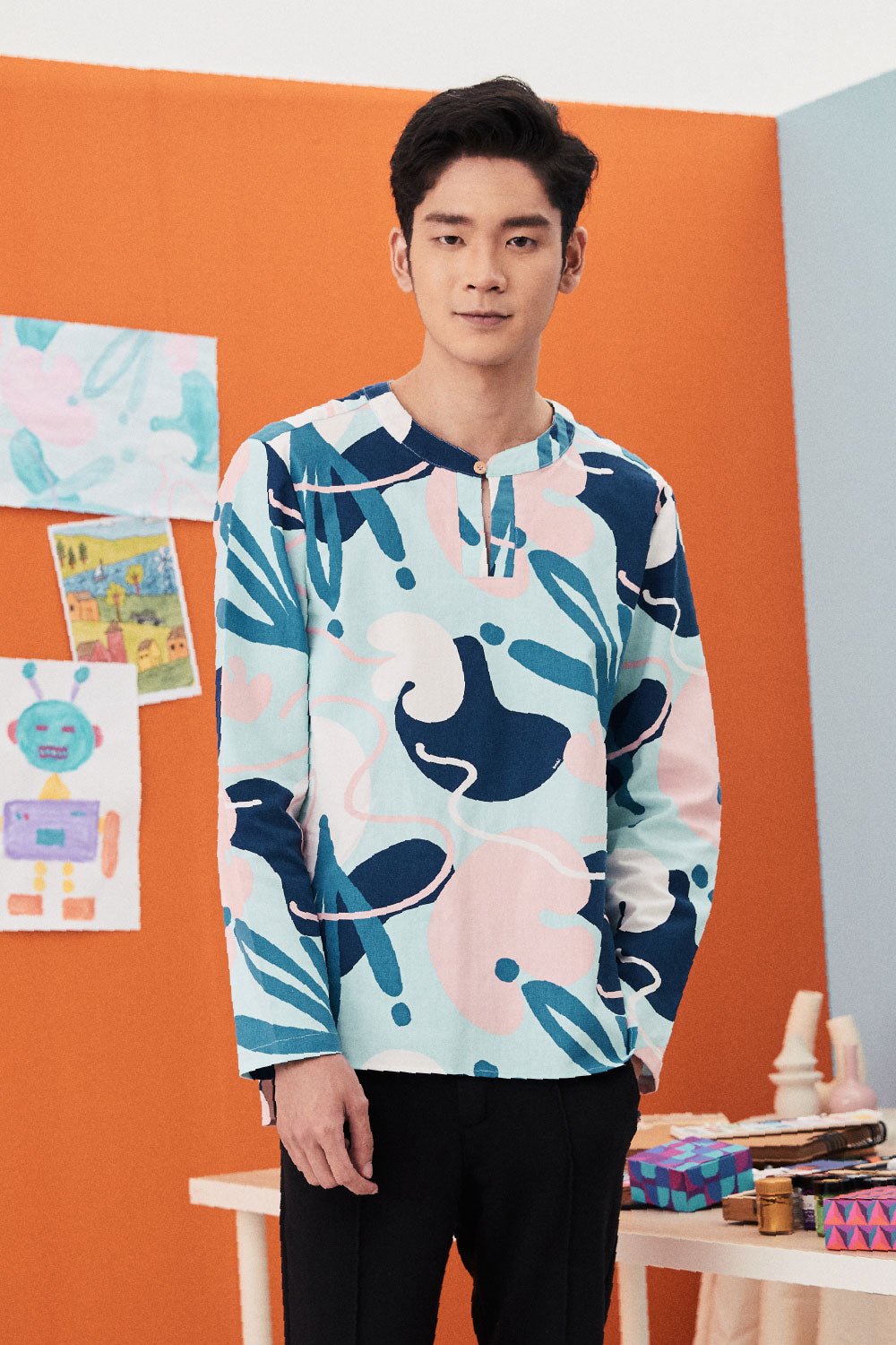 The Arte Men Modern Teluk Belanga Top Monet Print - Umbi