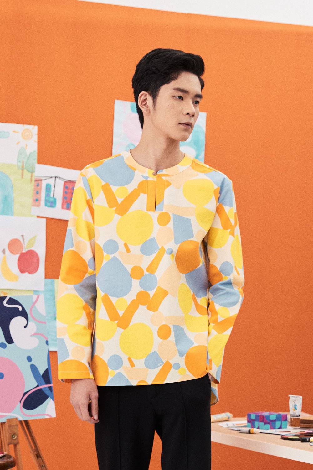 The Arte Men Modern Teluk Belanga Top Starry Print - Umbi