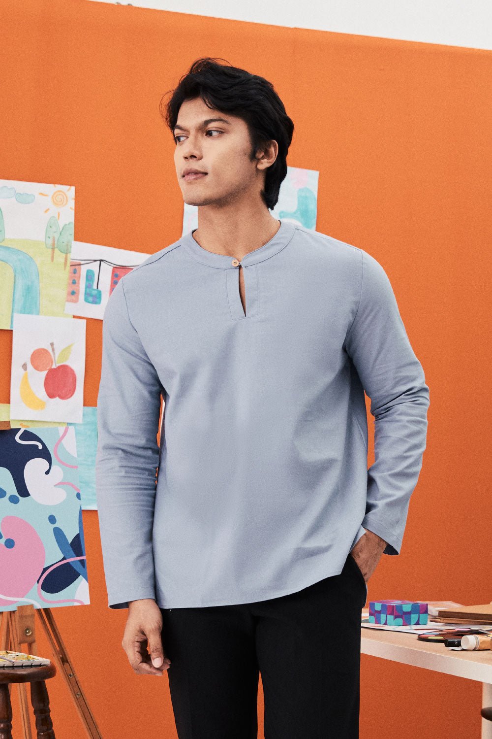 The Arte Men Modern Teluk Belanga Top Stone Blue - Umbi