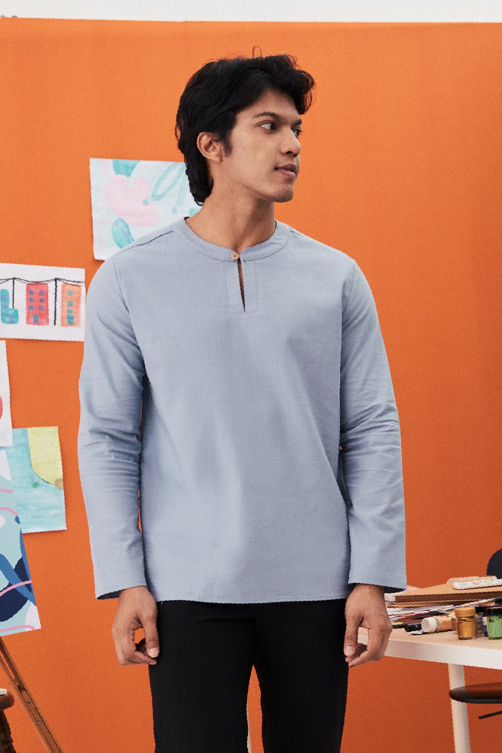 The Arte Men Modern Teluk Belanga Top Stone Blue - Umbi