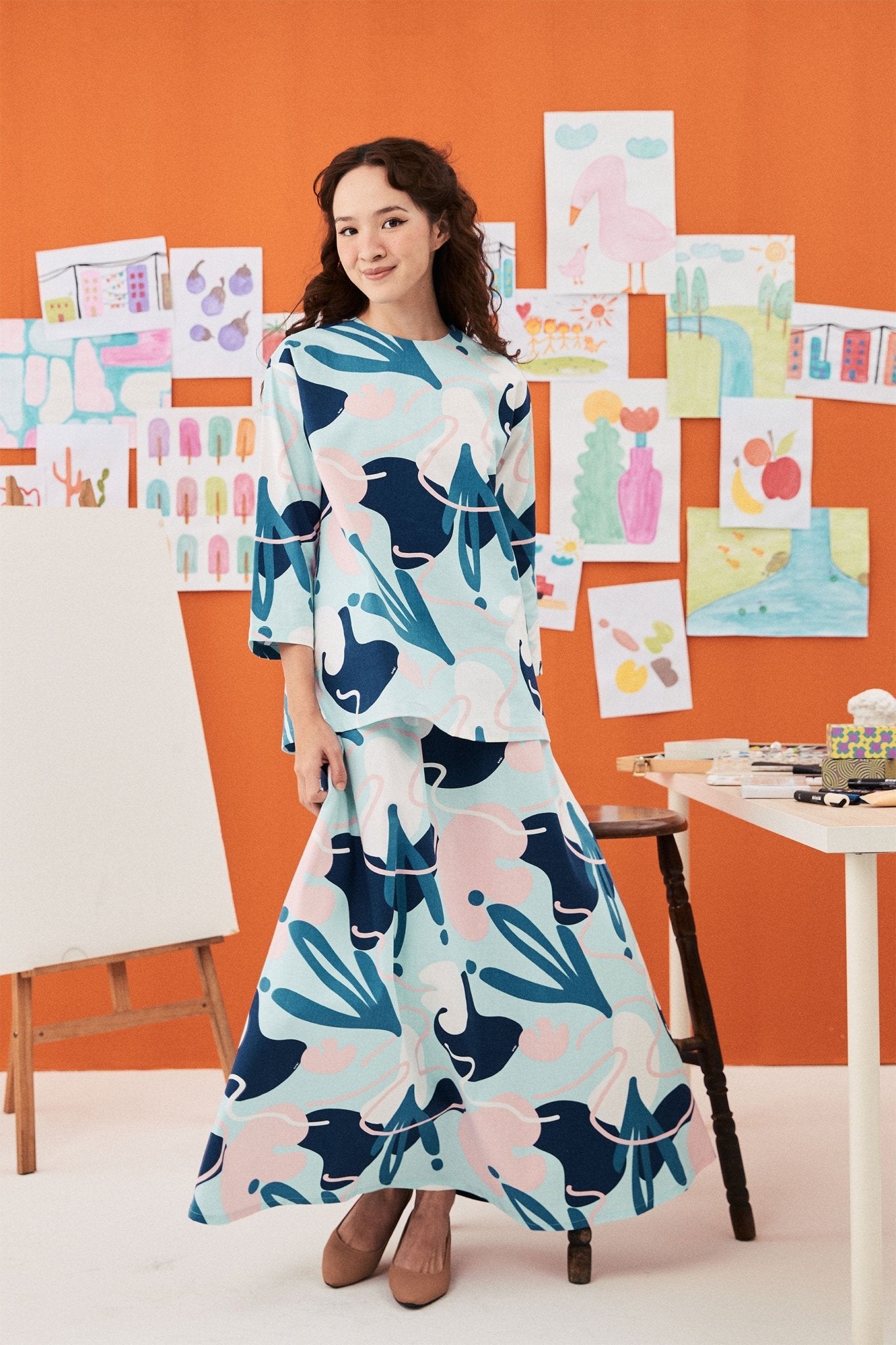 The Arte Women Boxy Blouse Monet Print - Umbi