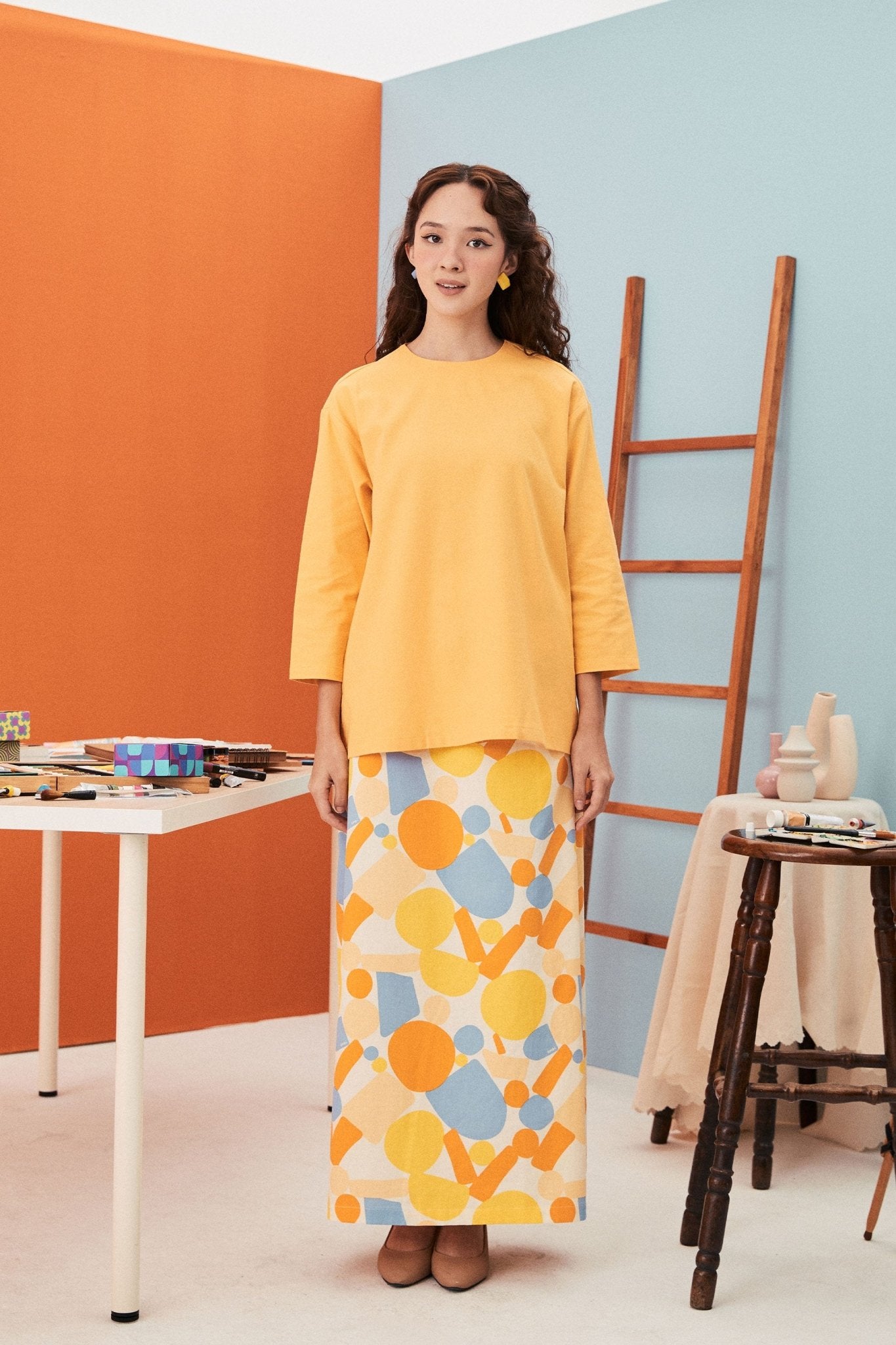 The Arte Women Folded Skirt Starry Print - Umbi