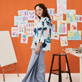 The Arte Women Folded Skirt Stone Blue - Umbi