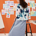 The Arte Women Folded Skirt Stone Blue - Umbi