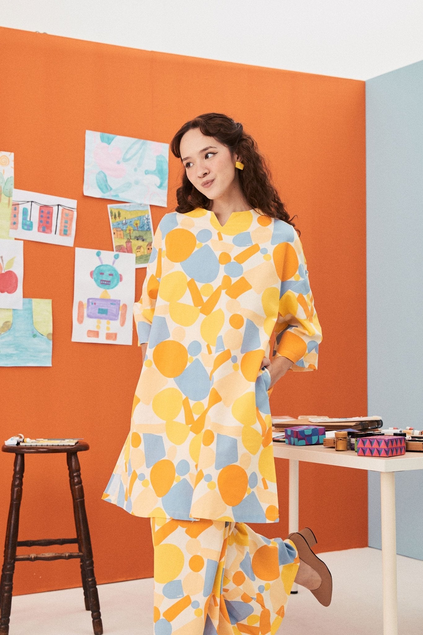 The Arte Women Long Kurung Top Starry Print - Umbi