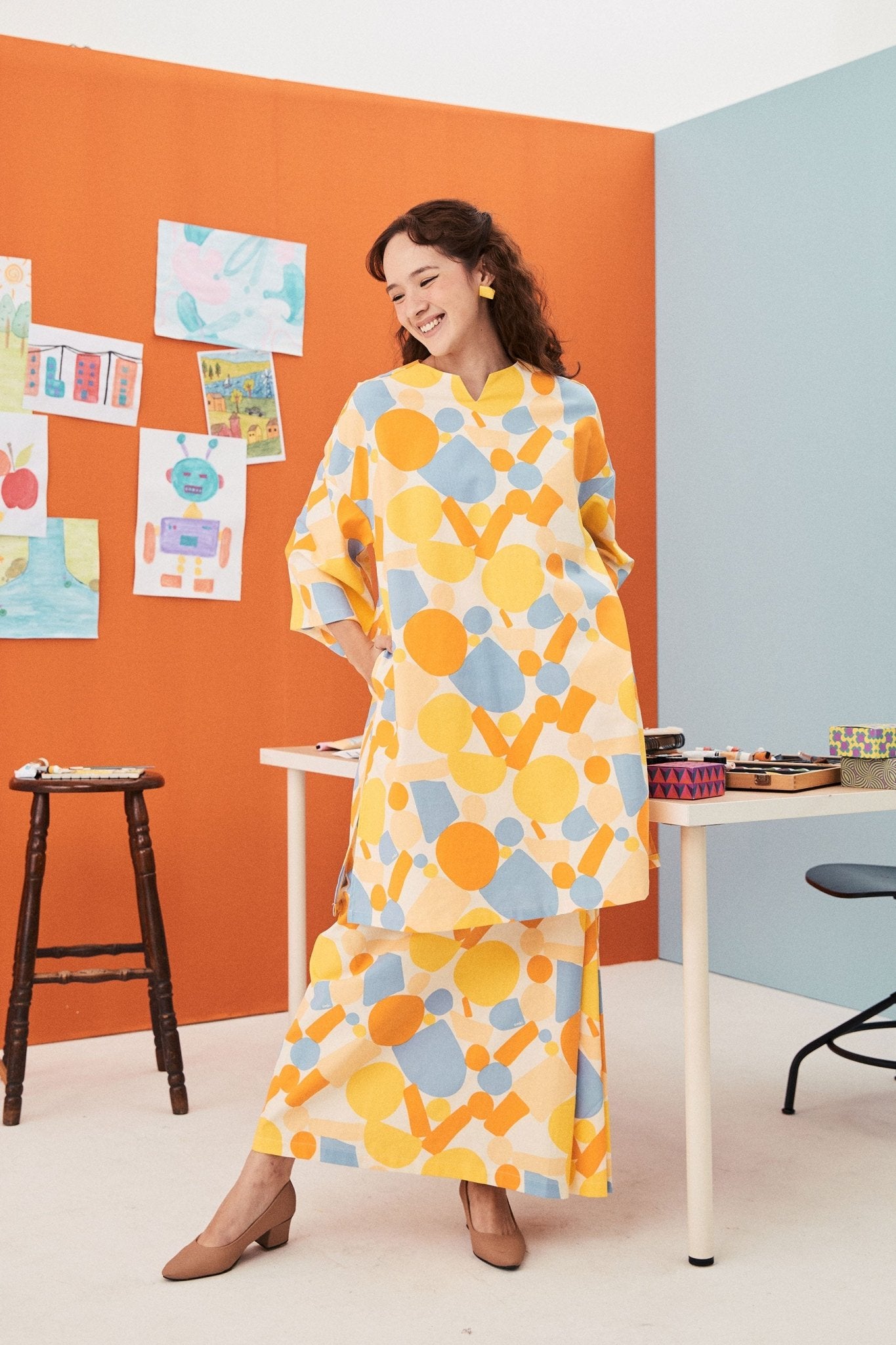 The Arte Women Long Kurung Top Starry Print - Umbi