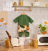 front jumpsuit pine green baby baju melayu inspired with sampin hang in kitchen lookbook picture