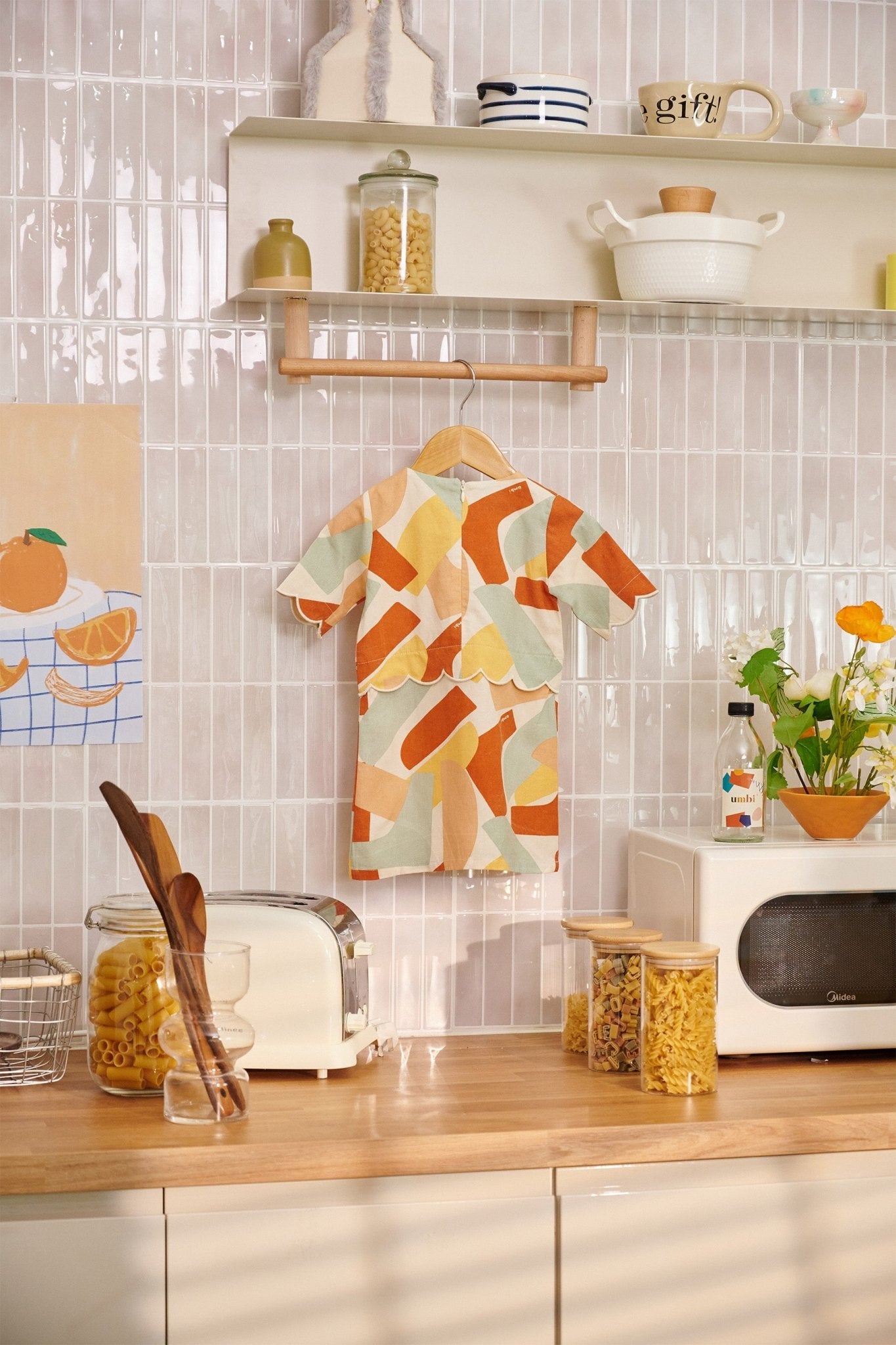 The Breakfast Club Baby Kurung Dress with Scallop Embroidery Marmalade Print - Umbi