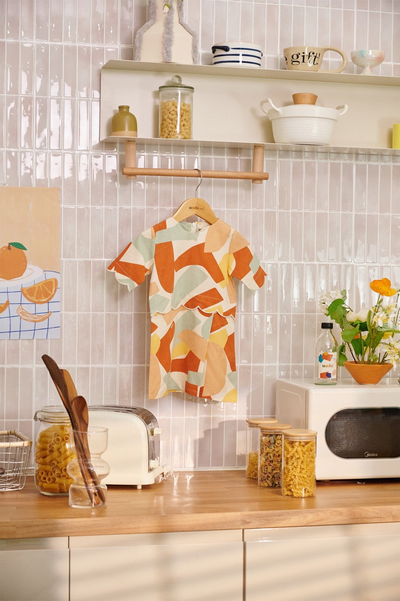 The Breakfast Club Baby Kurung Dress with Scallop Embroidery Marmalade Print - Umbi