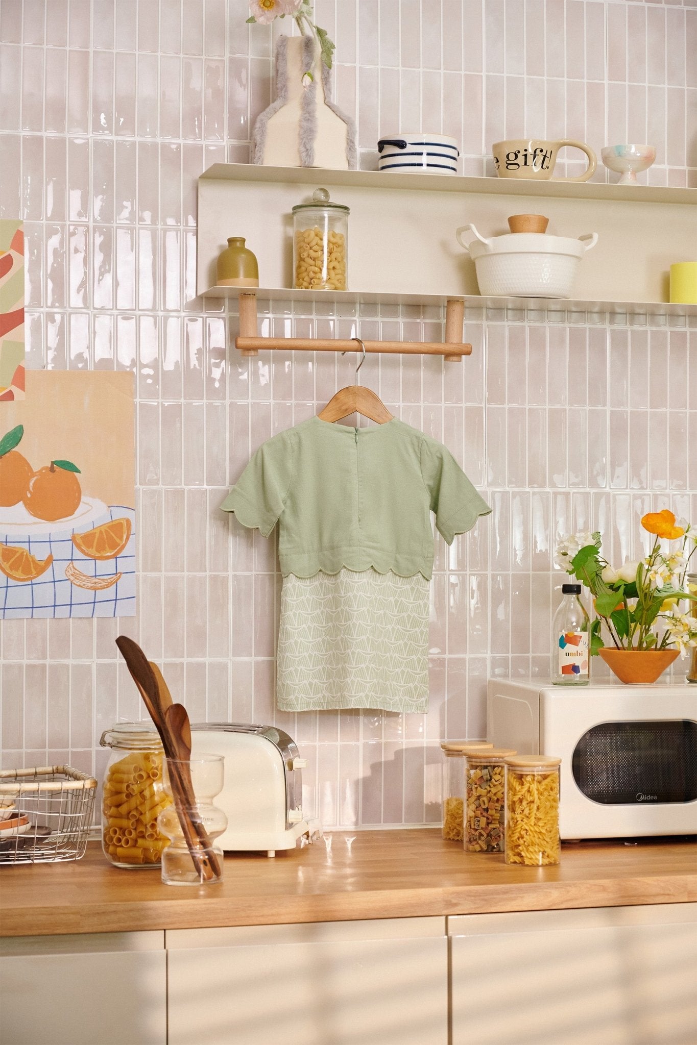 The Breakfast Club Baby Kurung Dress with Scallop Embroidery Mint Green - Umbi