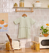 The Breakfast Club Baby Kurung Dress with Scallop Embroidery Pandan Print - Umbi