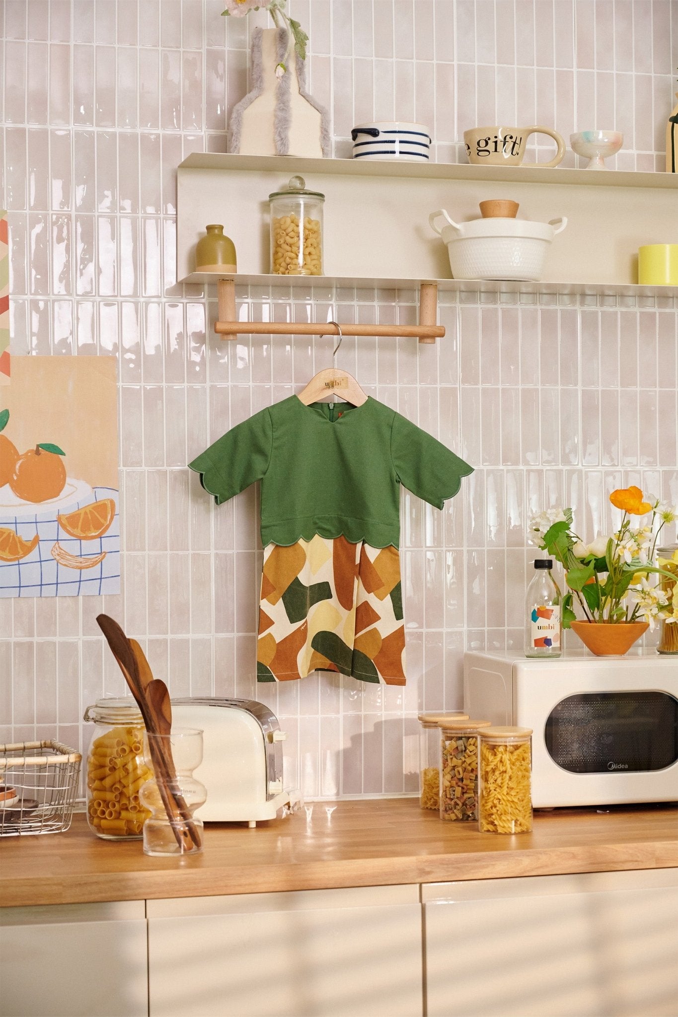 The Breakfast Club Baby Kurung Dress with Scallop Embroidery Pine Green - Umbi