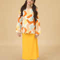 The Breakfast Club Girl Kurung Top with Scallop Embroidery Marmalade Print - Umbi