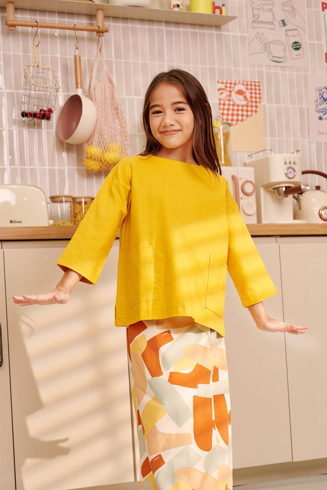 The Breakfast Club Girl Pair Pockets Boxy Blouse Mustard - Umbi