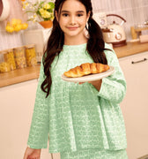 The Breakfast Club Girl Ruffles Top Pandan Print - Umbi