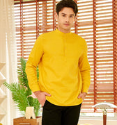 The Breakfast Club Men Collar Kurta Mustard - Umbi