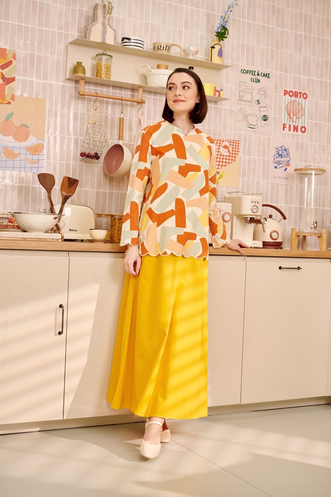The Breakfast Club Women A - line Skirt Mustard - Umbi