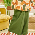 close shot of women classic skirt pine green