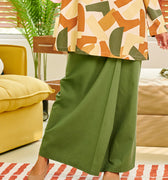 close shot of women classic skirt pine green