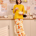 The Breakfast Club Women Classic Skirt with Scallop Embroidery Marmalade Print - Umbi