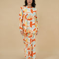 The Breakfast Club Women Kurung Top with Scallop Embroidery Marmalade Print - Umbi