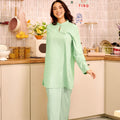 The Breakfast Club Women Mandarin Collar Kurung Top Mint Green - Umbi