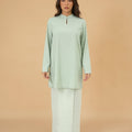 The Breakfast Club Women Mandarin Collar Kurung Top Mint Green - Umbi
