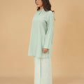 The Breakfast Club Women Mandarin Collar Kurung Top Mint Green - Umbi