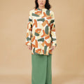 The Breakfast Club Women Mandarin Collar Kurung Top Nasi Lemak Print (Retro Effect) - Umbi
