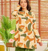The Breakfast Club Women Mandarin Collar Kurung Top Nasi Lemak Print (Retro Effect) - Umbi