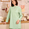 The Breakfast Club Women Mandarin Collar Kurung Top Pandan Print - Umbi