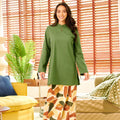 The Breakfast Club Women Mandarin Collar Kurung Top Pine Green - Umbi