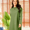 The Breakfast Club Women Mandarin Collar Kurung Top Pine Green - Umbi