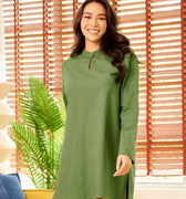 The Breakfast Club Women Mandarin Collar Kurung Top Pine Green - Umbi