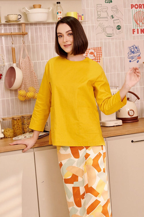 The Breakfast Club Women Pair Pockets Boxy Blouse Mustard