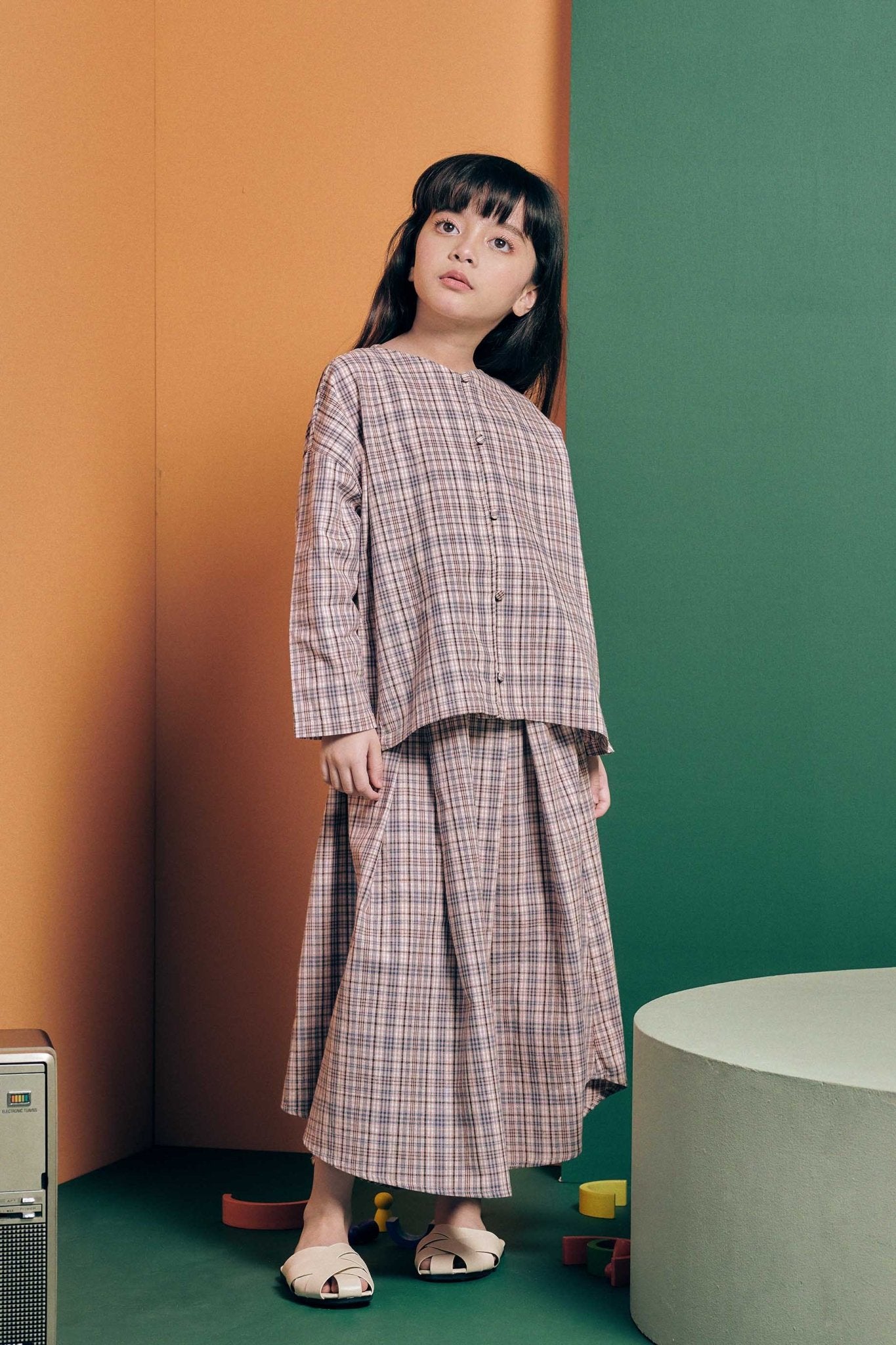 The Cahya Button Blouse Checked Print - Umbi