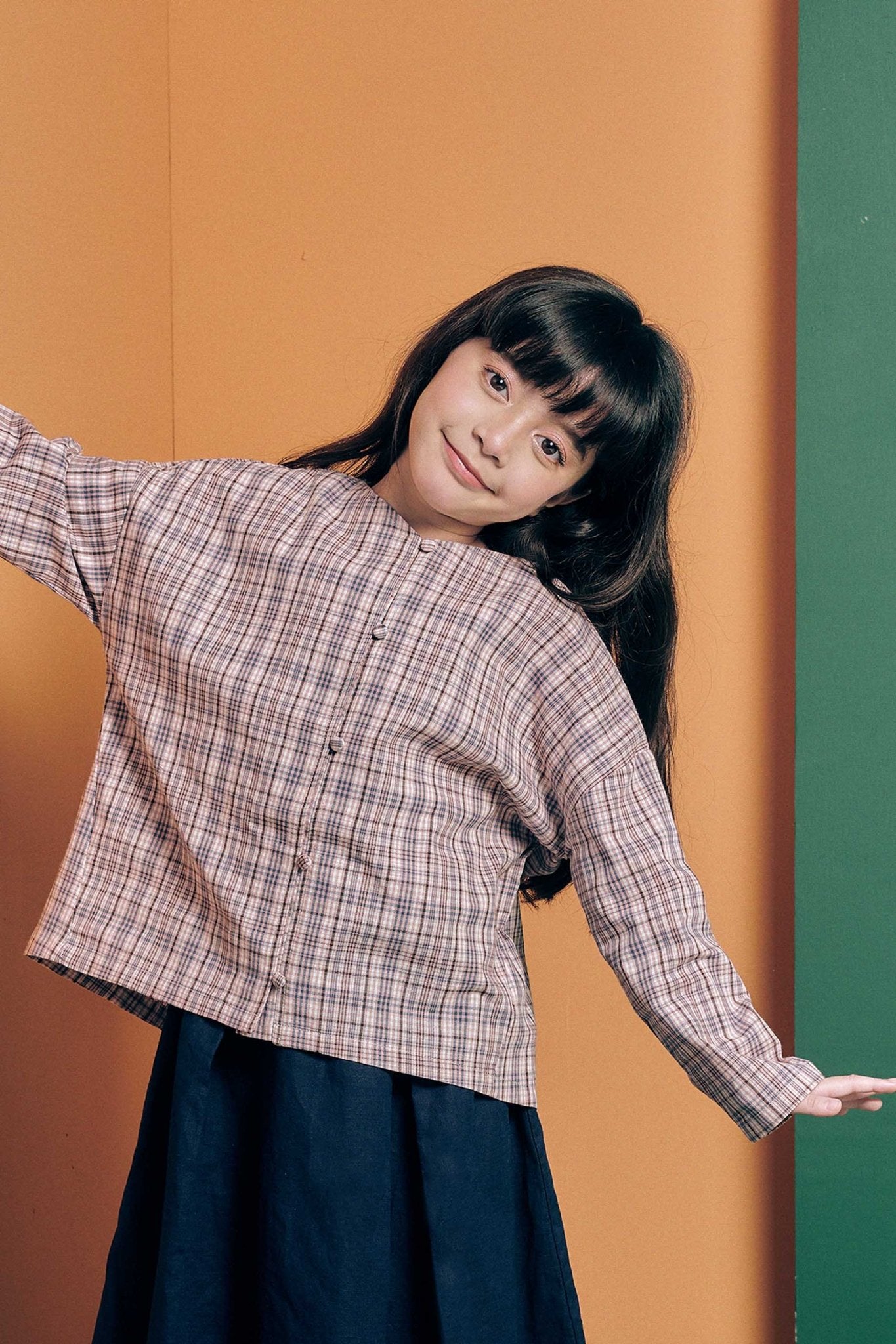 The Cahya Button Blouse Checked Print - Umbi