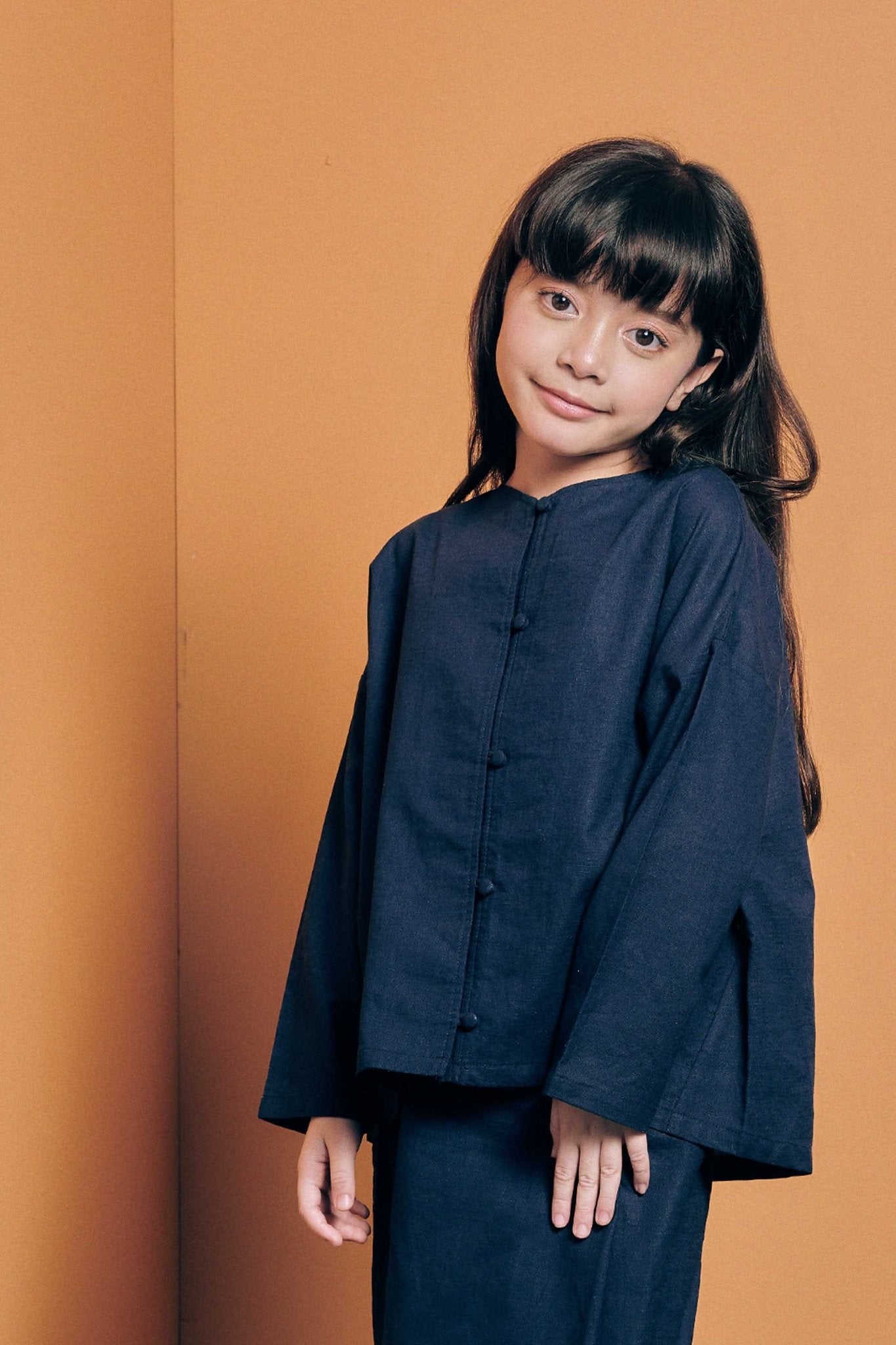 The Cahya Button Blouse Navy Blue - Umbi