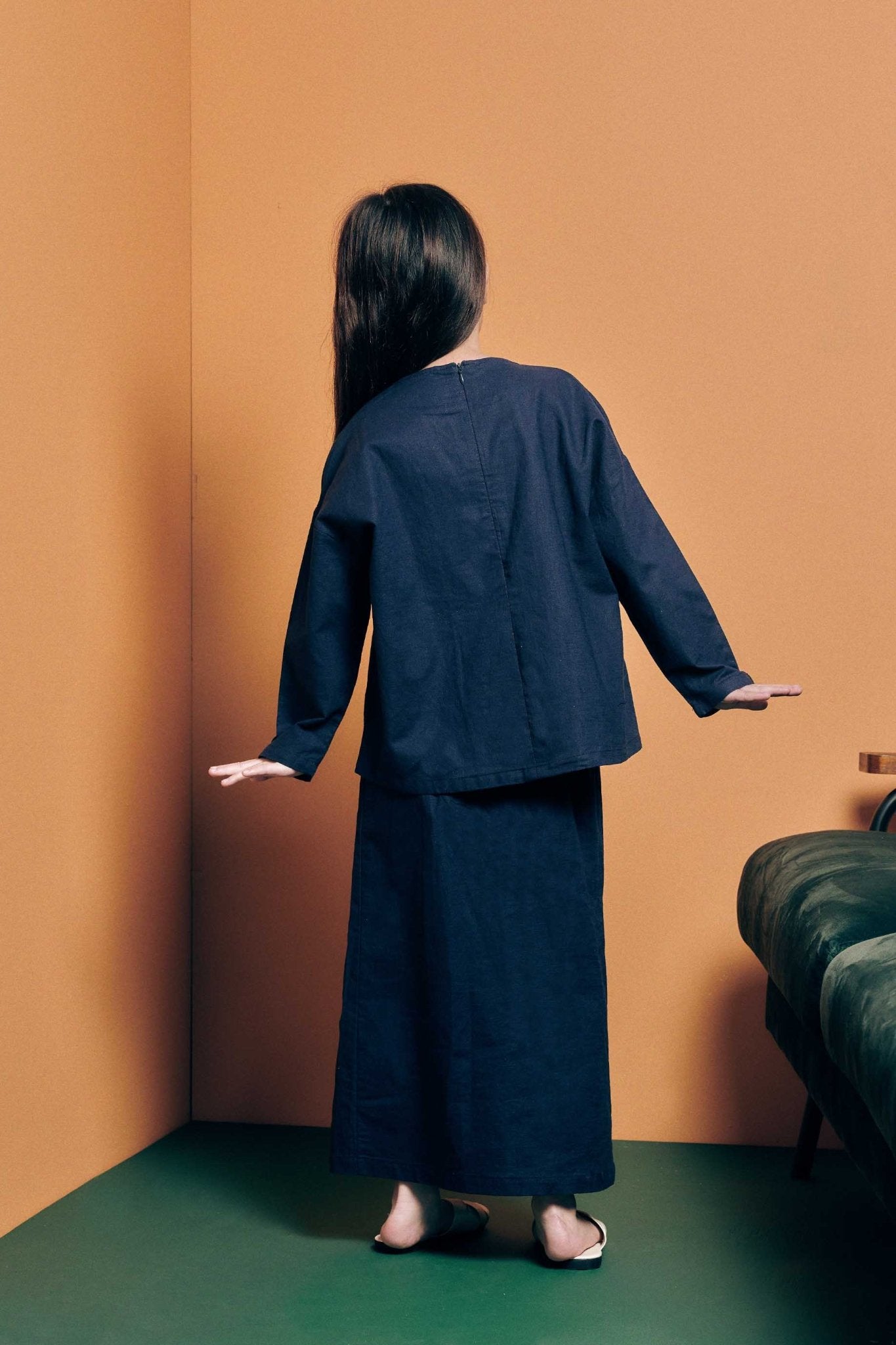 The Cahya Button Blouse Navy Blue - Umbi