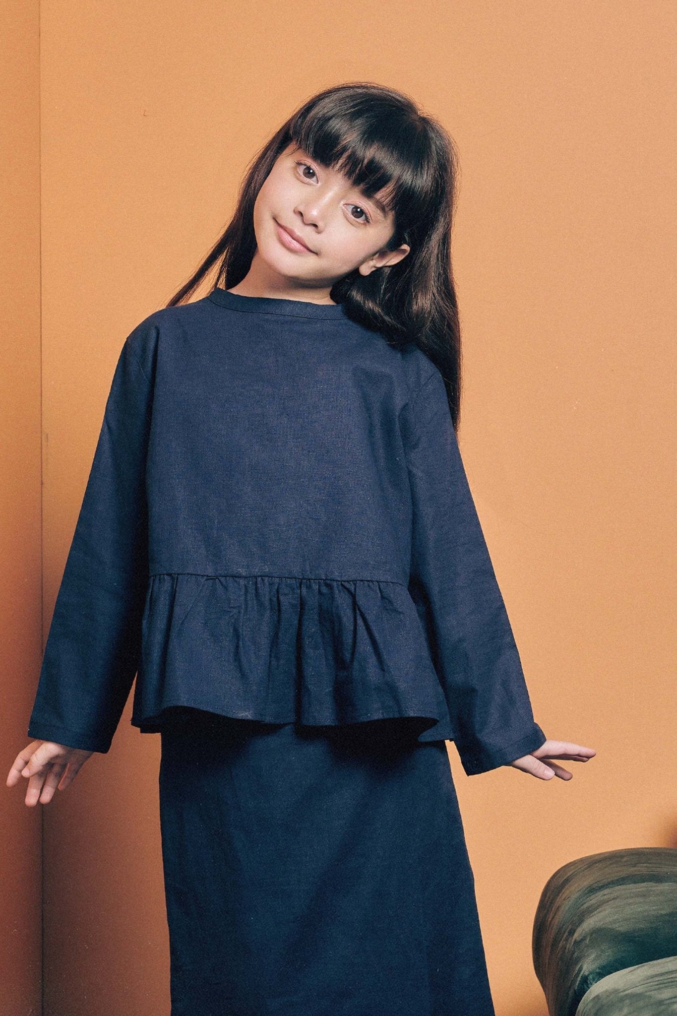 The Cahya Ruffle Blouse Navy Blue - Umbi