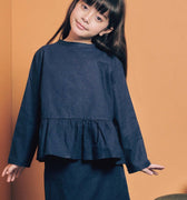 The Cahya Ruffle Blouse Navy Blue - Umbi