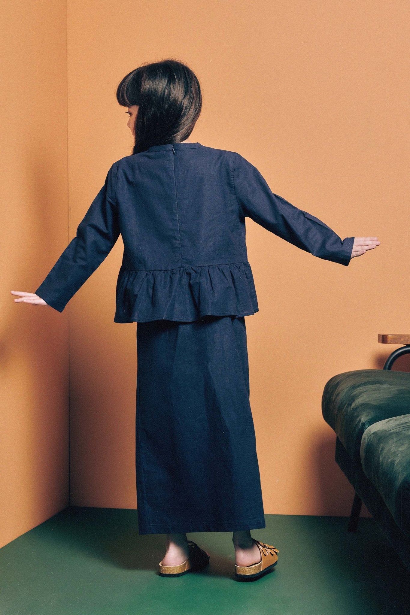 The Cahya Ruffle Blouse Navy Blue - Umbi