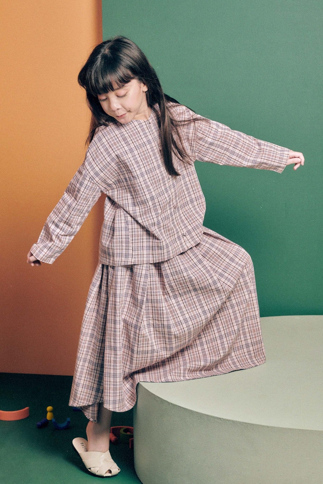 The Cahya Teacup Skirt Checked Print - Umbi