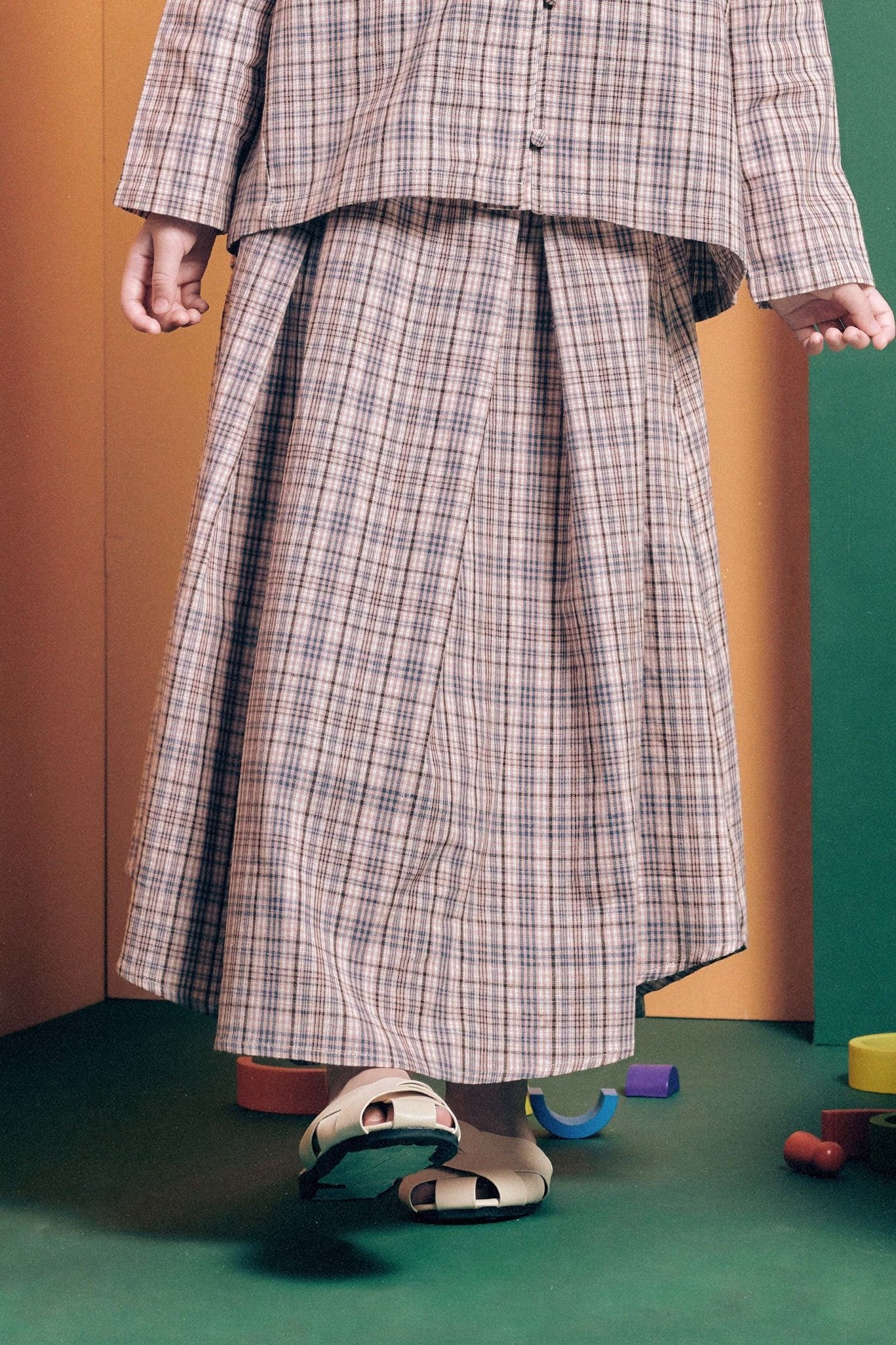 The Cahya Teacup Skirt Checked Print - Umbi