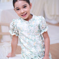 The Canvas Collection Girl Alisa Kurung Set Green Floral Lace - Umbi