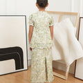 The Canvas Collection Girl Alisa Kurung Set Green Floral Lace - Umbi