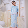 The Canvas Collection Girl Saloma Kaftan Set Baby Blue Ivy Print - Umbi