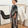 The Canvas Collection Girl Saloma Kaftan Set Black Matahari Print - Umbi